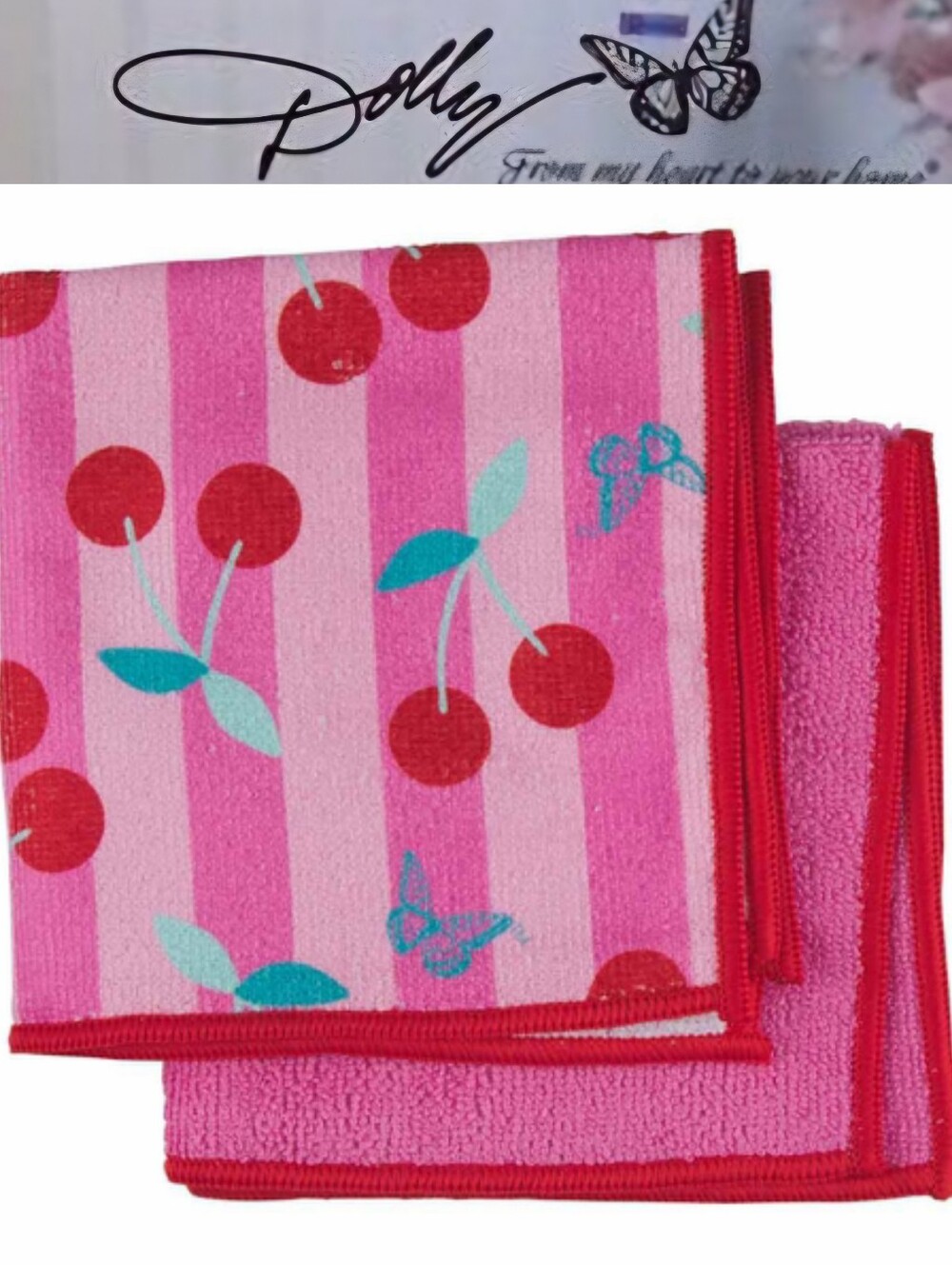 Dolly Parton Pink Cherry Print Microfiber Cloth Set